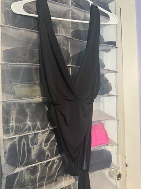 Black Deep V multi-Way Tie Bodysuit